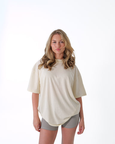 Beige Oversized Cotton T-Shirt – Casual Relaxed Fit