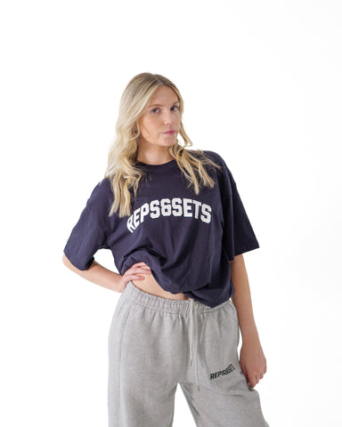 Navy Varsity Style Oversized T-Shirt – Unisex Streetwear