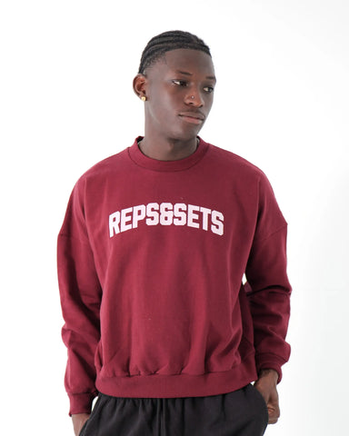 The Varsity Oversized Sweatshirt - Men ( Burgundy )
