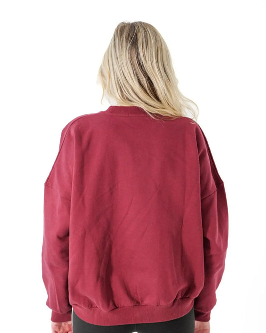 The Varsity Oversized Sweatshirt - Women ( Burgundy )