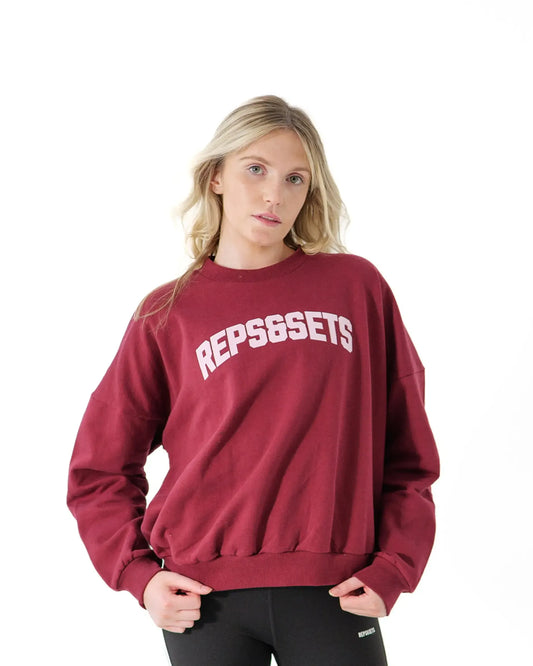 The Varsity Oversized Sweatshirt - Women ( Burgundy )